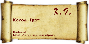 Korom Igor névjegykártya